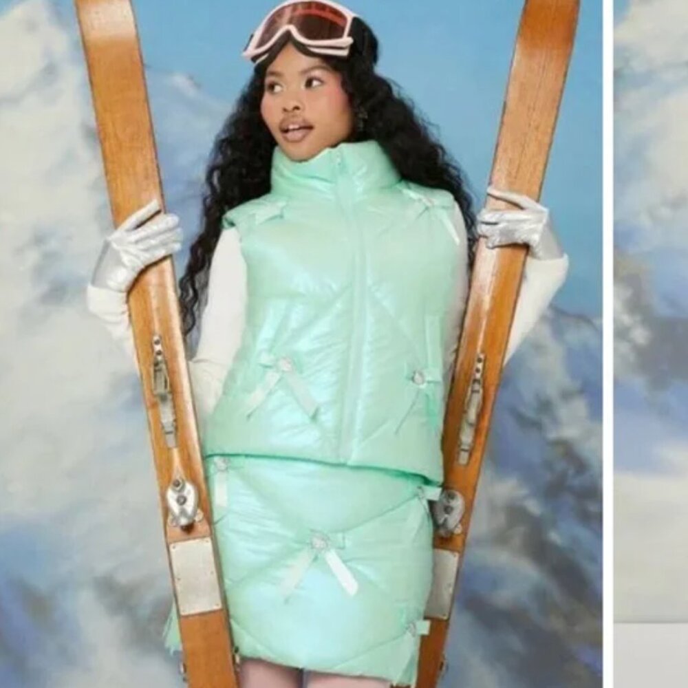 Hello Kitty Aqua Mint Green Quilted skirt forever21 collab Holly Madison - Picture 5 of 6